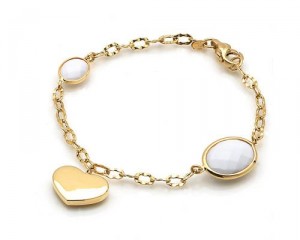 14K Hearts and Gemstone Bracelet