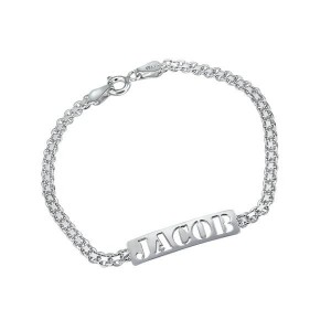 Cutout Name Personalized Silver Bracelet