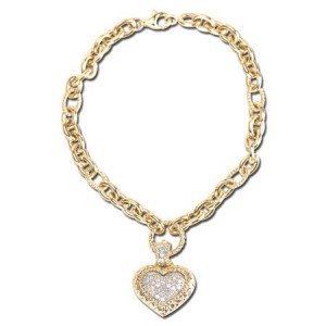 Diamond Heart Tag Bracelet with Yellow Gold