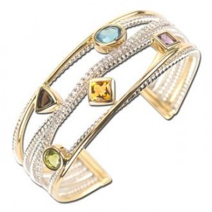 Five Elements Diamond Bangle Cuff Bracelet