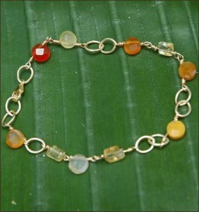 Fire Opals and Citrine on 14K Gold Filled Bracelet