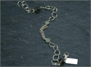 Smokey Quartz Aquamarine Sterling Silver Adjustable Bracelet