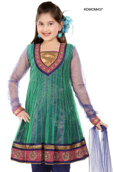 Green Fashion Trends on Gorgeous Green And Blue Anarkali Suit