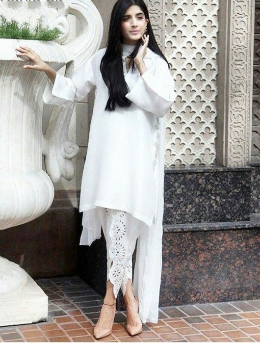 pakistani casual dresses in white colour